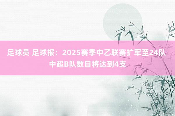 足球员 足球报：2025赛季中乙联赛扩军至24队 中超B队数目将达到4支